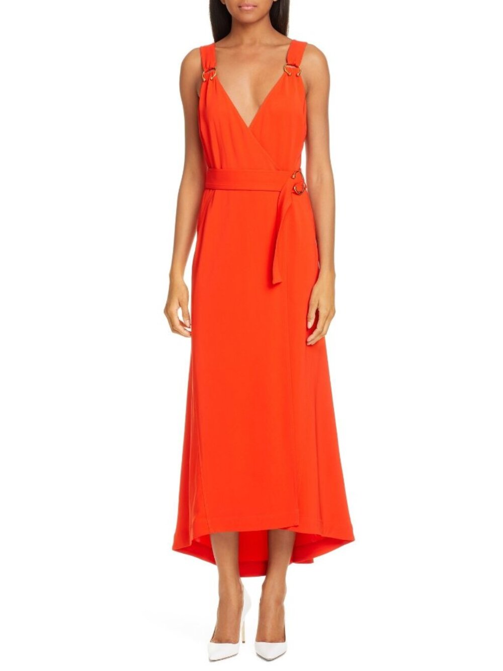 ALC NWT Haley Ring Detail Wrap Midi Dress in Poppy size 6